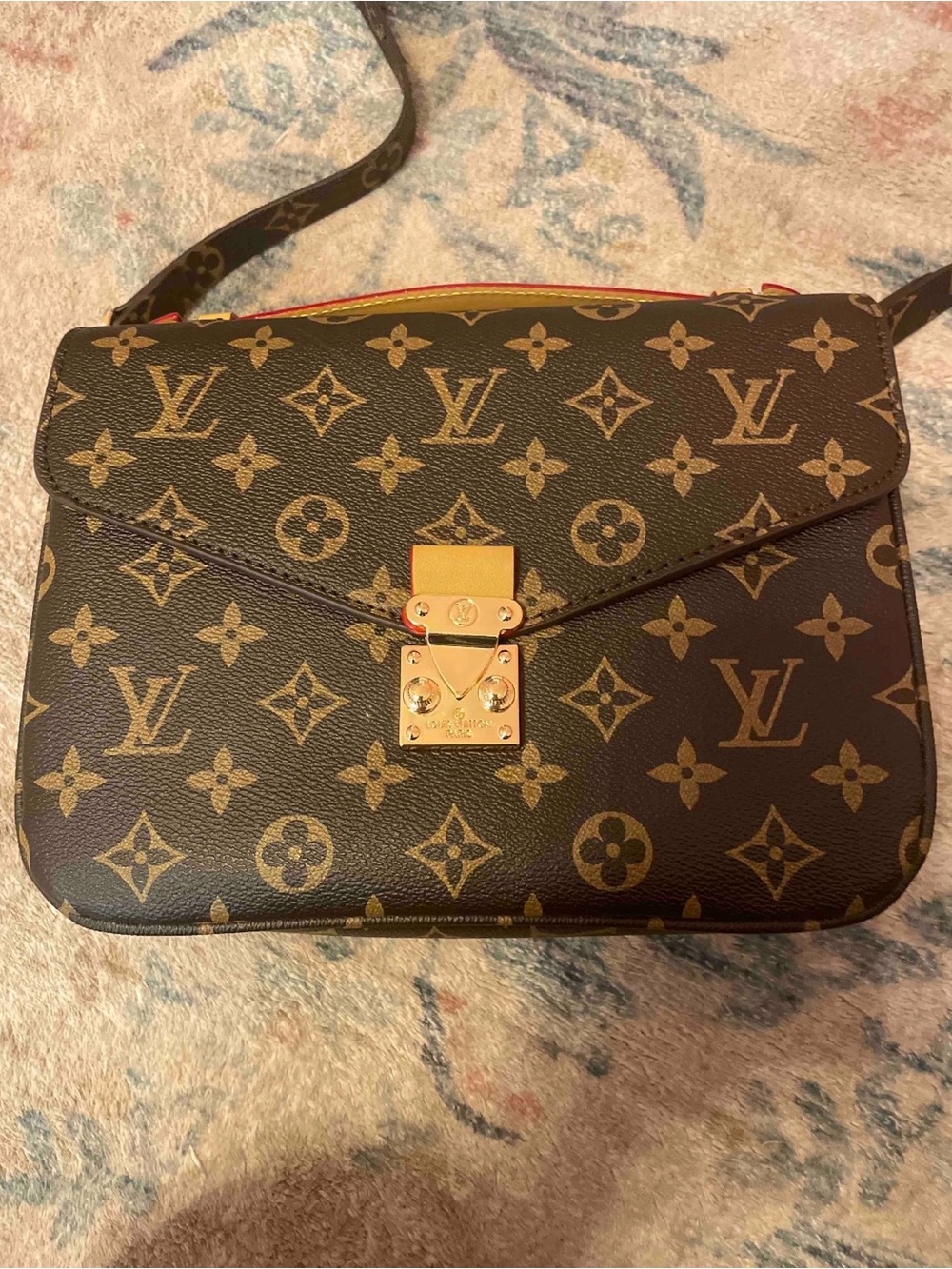 Louis Vuitton Monogram Crossbody with Gold-Tone Lock and Brown Canvas
